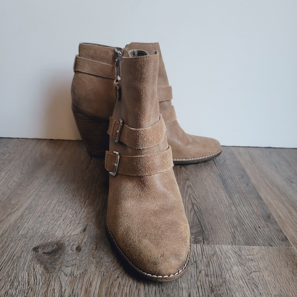 Dolce Vita size 10 ankle boots mocha brown suede leather‎ silver tone buckles - Picture 11 of 11
